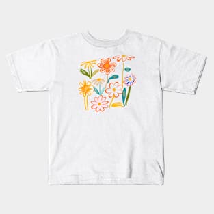 Mid Century Modern Flowers Kids T-Shirt